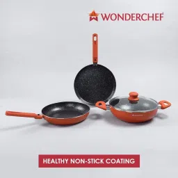 Wonderchef Orange Aluminium Non-Stick Cookware 4 pc Set image 2