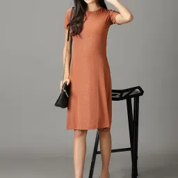 showoffff SHOWOFF Rust Embellished A-Line Dress image 4