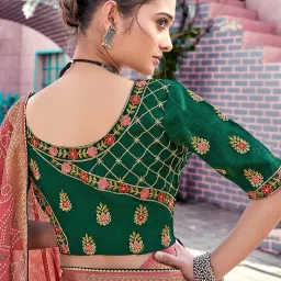 Saree Mall Pink Printed Sarees With Unstitched Blouse image 2