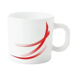 Borosil Red Stella Red Opalware Tea & Coffee Mug - Set of 6 image 2