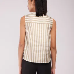 Fablestreet Beige & Gold Striped Top image 2