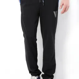 Van Heusen Athleisure Regular Fit Smart Tech Easy Stain Release Solid Trackpants - Black image 1