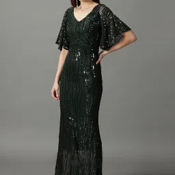 showoffff SHOWOFF Green Embellished Maxi Dress image 3