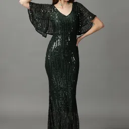 showoffff SHOWOFF Green Embellished Maxi Dress image 1