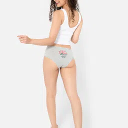 Clovia Grey Cotton Textured Hipster Panty image 4