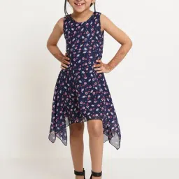 Creative Kid's Girls Navy & Pink Floral Dress-image-13