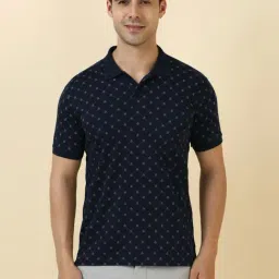 Allen Solly Navy Cotton Regular Fit Printed Polo T-Shirt-picture-31