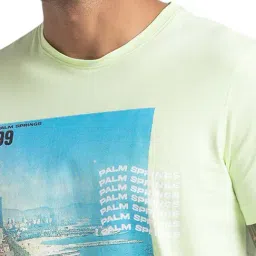 Parx Green Cotton Regular Fit Printed T-Shirt image 5