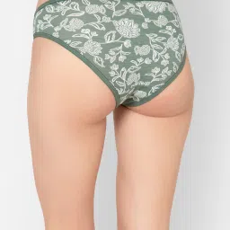 Clovia Olive Cotton Floral Print Bikini Panty image 2