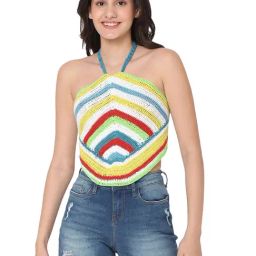 Smarty Pants Multicolor Self Design Crochet Bikini Top-picture-41