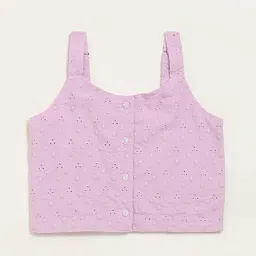 Utsa Kids by Westside Light Purple Cotton Schiffli Top-image-10