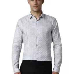 Louis Philippe Grey Slim Fit Checks Shirt-picture-16