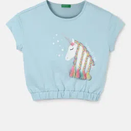 United Colors of Benetton Kids Girl's Regular Fit Round Neck Braided Tops-picture-17