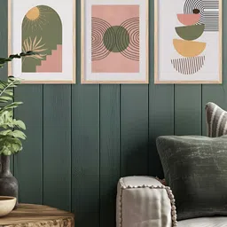 Kotart Brown & Pink 3 Pieces Abstract Printed Wooden Wall Arts image 5