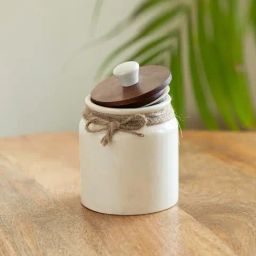 ExclusiveLane Off-White & Brown Ceramic Vintage Ivory Air-Tight Storage Container-picture-29