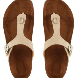 Mozafia Women's Beige T-Strap Sandals image 4