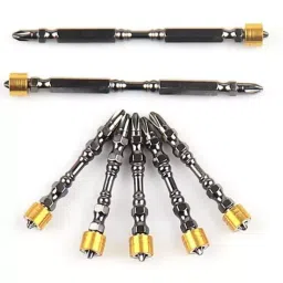 DY TOOLS Double Cross Head Long PH2 Screwdriver Bit Set Alloy Steel Magnetic Collar 6.35 mm (1/4 Inch) Hex Shank (Pack of 5) image 3