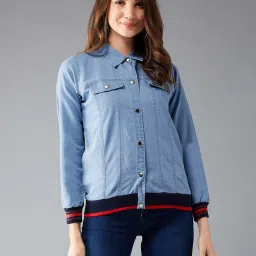 DOLCE CRUDO Light Blue Full Sleeves Jacket image 1