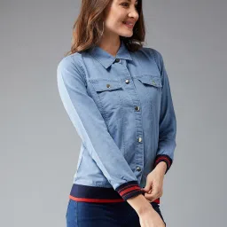 DOLCE CRUDO Light Blue Full Sleeves Jacket image 3
