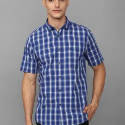 Allen Solly Blue Cotton Slim Fit Checks Shirt-picture-33