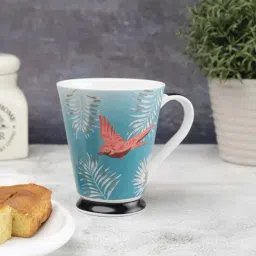 Clay Craft Sky Blue & Orange Ceramic 8.2 cm Milk Mug (0.35 L) - Set of 2-image-9