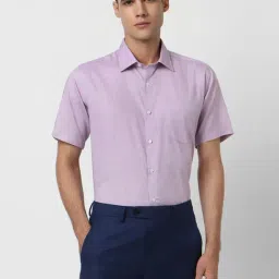 Van Heusen Purple Cotton Regular Fit Checks Shirt-image-46