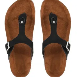 Mozafia Women's Black T-Strap Sandals image 4