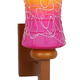 1ST TIME Pink & Brown Textured Wood Frustum Shaped Wall Lamp-picture-11