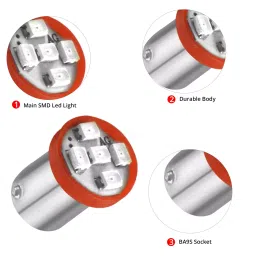 AllExtreme EXBA9SR BA9S LED Parking Light Super Bright Car Interior License Plate Wedge Dome Trunk Dashboard Bulb for Car Bike and Motorcycle (2W, Red, 2 PCS) image 3