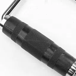 GYMINGWORLD Gyming World® Pair of Cable Cross D Handle Steel with Rubber Hand Grips Commercial Grade Exercise Attachment for Professional Pulley Machines (Imported, Silver and Black) image 3