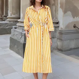 KAORI BY SHREYA AGARWAL Striped Fit & Flare Midi Dress-picture-26