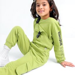 Ollington St. Winter Wear Full Sleeves Sweatshirt and Dungaree Set- Green-picture-25
