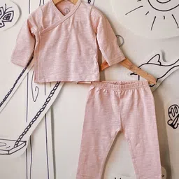 Love The World Today Full Sleeves Solid Kimono Top With Pant - Pink-picture-24