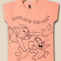 Kidsville Half Sleeves Tom & Jerry Theme T Shirt - Orange-image-72