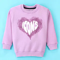 Doreme Fleece Full Sleeves Text Printed Sweatshirt - Iris Lilac-image-94