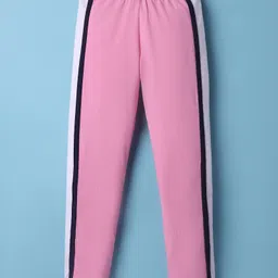 CrayonFlakes Cotton Knit Side Taped Leggings - Pink-image-38