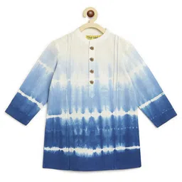 Tiber Taber 100% Cotton Woven Full Sleeves Tie Dye Kurta - Blue-picture-25
