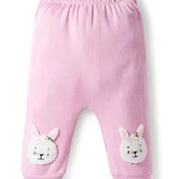 Little Kangaroos Woven Full Length Fleece Pant With Bunny Applique - Pink-image-81