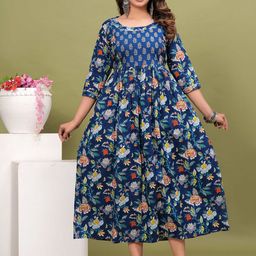 CORSICA Women Floral Print Round Neck Maternity Maxi Dress-picture-26