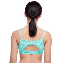 Inner Sense Floral Lace Pack Of 3 Organic Antimicrobial Sleeping Feeding Bra - Blue image 4