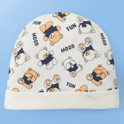 Doodle Poodle Interlock Knit Teddy Printed Cap Mittens & Booties White - Diameter 9.5 cm image 3