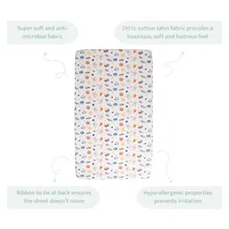 SOVANA 210TC Cotton Sateen Fitted Crib/Cotsheet Set of 2 - Pets of the Galaxy + Purple image 4