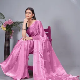 V3 FASHION STUDIO Solid Pure Crepe Ready to Wear Saree image 4