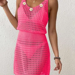 JC Mode Self Design V-Neck Swimwear Cover Up Top-image-66