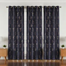 GEET CREATIONS Grey & Gold-Toned Set of 3 Ethnic Motifs Room Darkening Door Curtain-image-96
