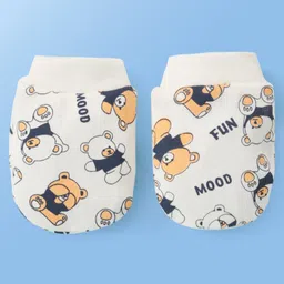 Doodle Poodle Interlock Knit Teddy Printed Cap Mittens & Booties White - Diameter 9.5 cm image 5