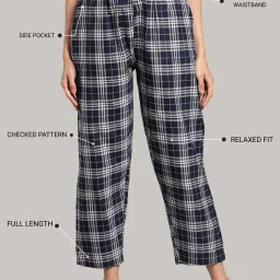 Kryptic Black & Navy Blue Cotton Relaxed Fit Printed Lounge Pants - Pack of 2 image 4