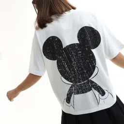 Only White X Mickey Printed Unisex Oversized T-Shirt image 2