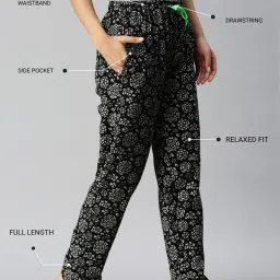 Kryptic Blue & Black Cotton Relaxed Fit Printed Lounge Pants - Pack of 2 image 4