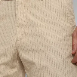 Allen Solly Light Beige Slim Fit Printed Cotton Shorts image 4